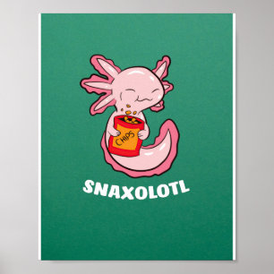 Cute Axolotl Älskare Snaxolotl Kawaii Axolotl Food Poster
