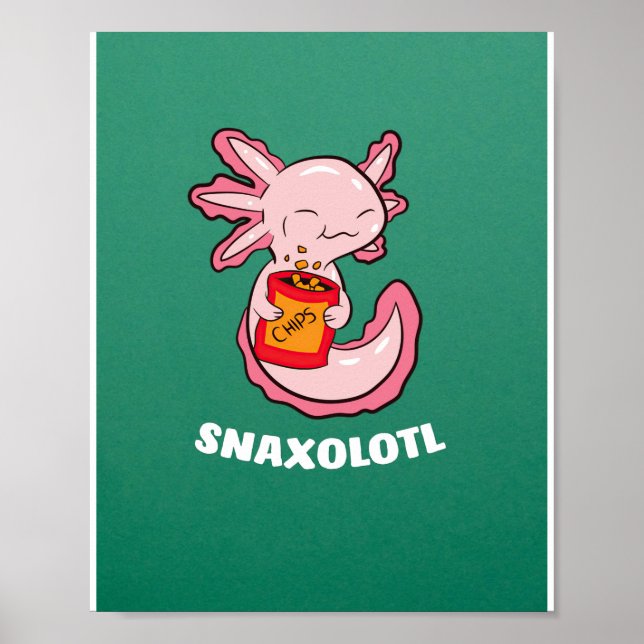 Cute Axolotl Älskare Snaxolotl Kawaii Axolotl Food Poster (Framsidan)
