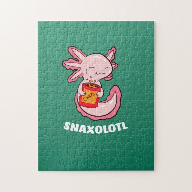 Cute Axolotl Älskare Snaxolotl Kawaii Axolotl Food Pussel (Vertikal)