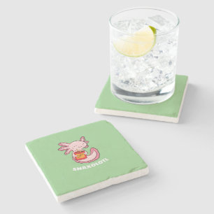 Cute Axolotl Älskare Snaxolotl Kawaii Axolotl Food Stenunderlägg