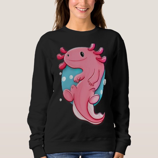 Cute Axolotl Animal T Shirt (Framsida)
