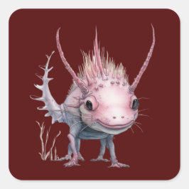 Cute Axolotl Art Fyrkantigt Klistermärke
