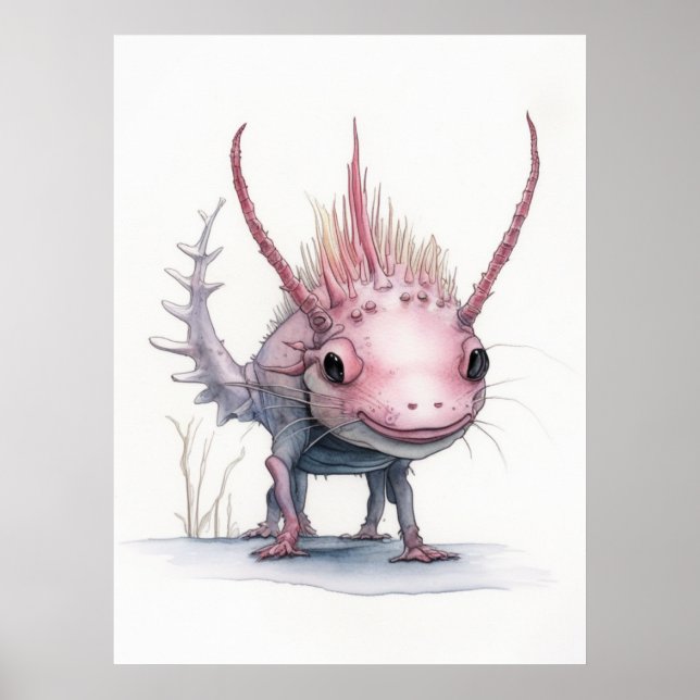 Cute Axolotl Art: Poster (Framsidan)