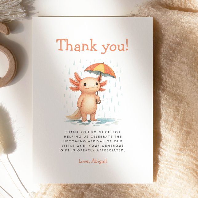 Cute Axolotl Baby Shower Thank You Card Inbjudningar (Skapare uppladdad)