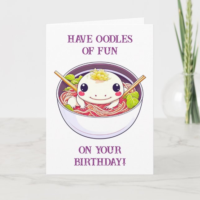 Cute Axolotl Birthday + Coloring Page Inside Kort (Framsida)
