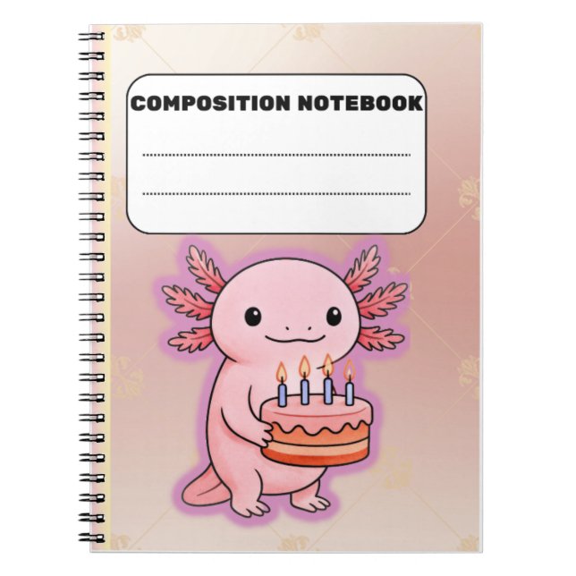 Cute Axolotl Birthday Notebook - Roligt Gift Anteckningsbok (Framsidan)