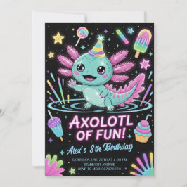 Cute Axolotl Birthday Party Invitation Inbjudningar