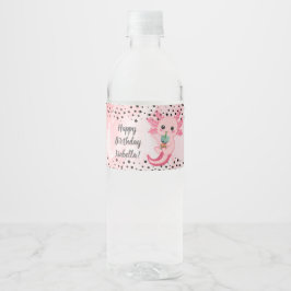Cute Axolotl Boba Tea Birthday Vattenflaska Labels Vattenflaskor Etikett
