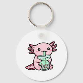 Cute Axolotl & Bubble Tea Nyckelring