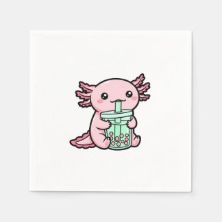 Cute Axolotl & Bubble Tea Pappersservett