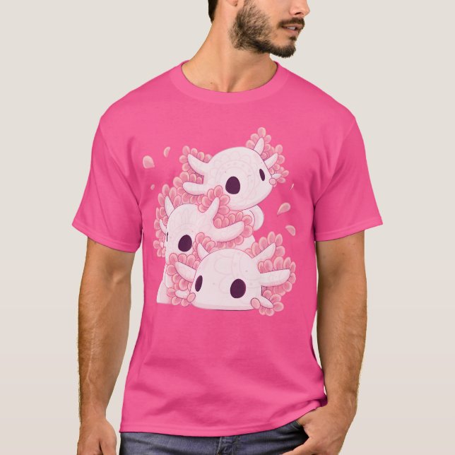 Cute Axolotl Chibi Stack T Shirt (Framsida)