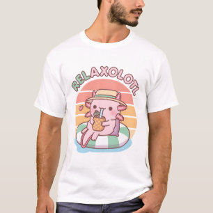 Cute Axolotl Chill på Bassäng Flyter relaxolotl Fu T Shirt