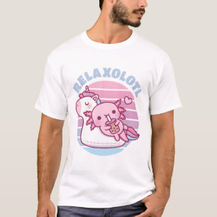 Cute Axolotl Chilling on Unicorn Bassäng Flyter Re T Shirt