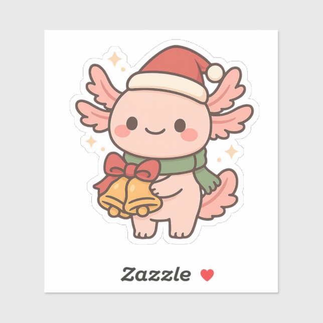 Cute Axolotl Christmas Bells Sticker Klistermärken (Ark)