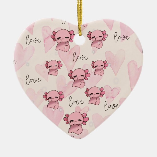 Cute axolotl christmas julgransprydnad keramik (Framsidan)