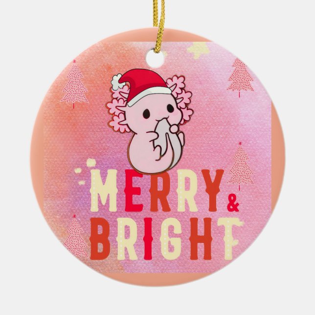 Cute axolotl christmas julgransprydnad keramik (Framsidan)