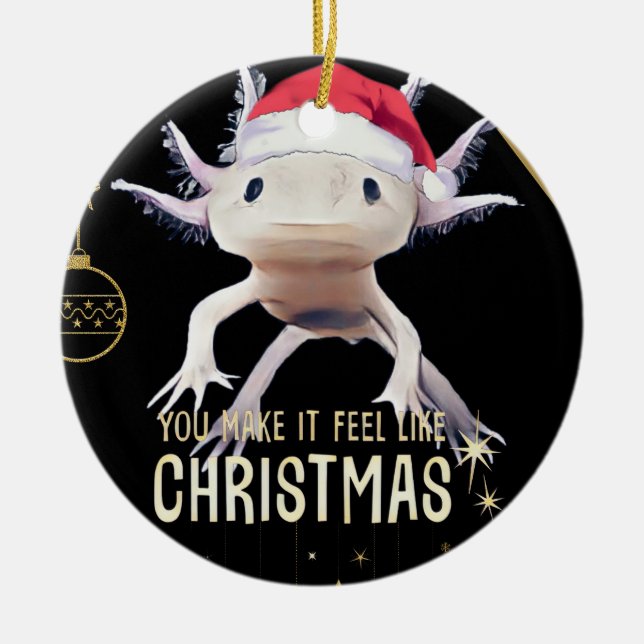Cute Axolotl christmas Julgransprydnad Keramik (Framsidan)