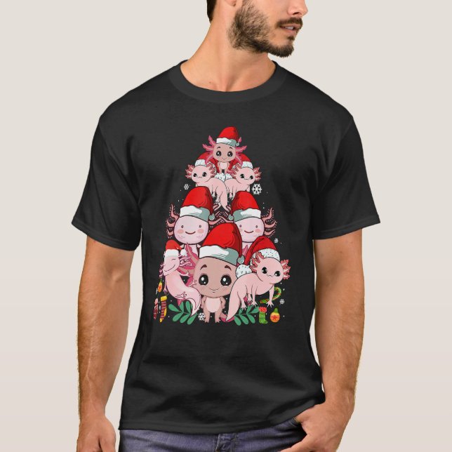 Cute Axolotl Christmas Tree For Axolotl  Xmas Pjs T Shirt (Framsida)