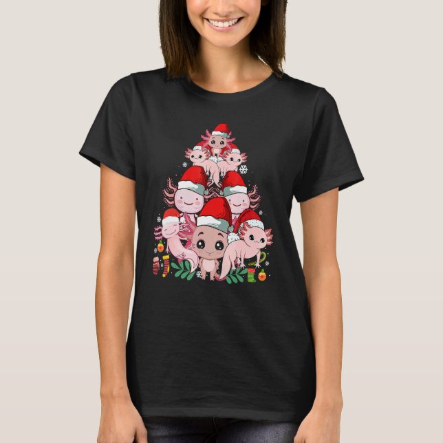 Cute Axolotl Christmas Tree For Axolotl  Xmas Pjs T Shirt (Framsida)