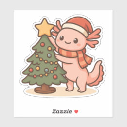 Cute Axolotl Christmas Tree Sticker Klistermärken