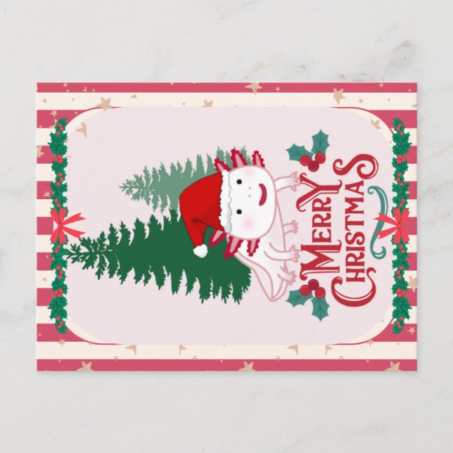Cute axolotl christmas vykort (Framsida)