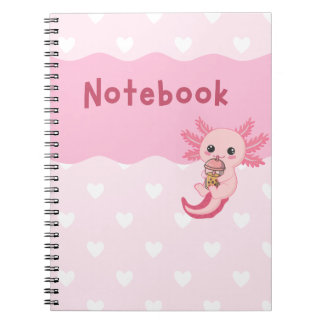 Cute Axolotl Drinking Bubble Tea Notebook Anteckningsbok
