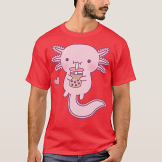 Cute Axolotl Drinking Bubble Tea T Shirt