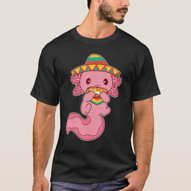 Cute Axolotl Eating Elote Grilled Mexican Street C T Shirt (Framsida)