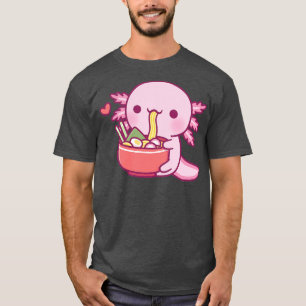 Cute Axolotl Eating Japanska Ramen Noodles T Shirt