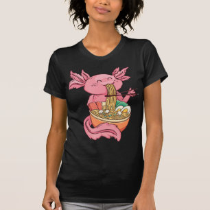 Cute Axolotl Eating Ramen Noodles Kawaii Anime Gir T Shirt