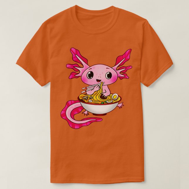Cute Axolotl Eating Rammen T Shirt (Design framsida)