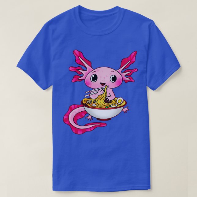 Cute Axolotl Eating Rammen T Shirt (Design framsida)