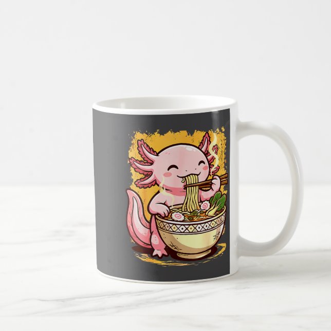 Cute Axolotl Eats Ramen Noodles Axolotls Ramen  Kaffemugg (Höger)