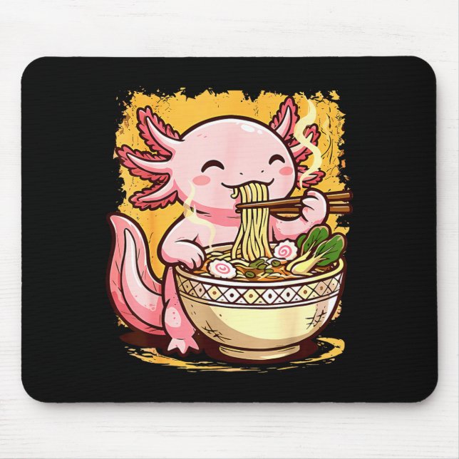 Cute Axolotl Eats Ramen Noodles Axolotls Ramen  Musmatta (Framsidan)