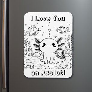Cute Axolotl Färgning av barn Vuxen Magnet
