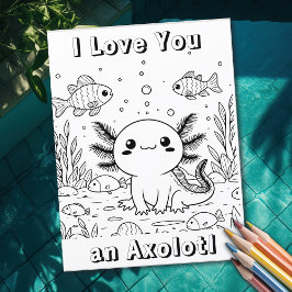 Cute Axolotl | Färgsida för barn