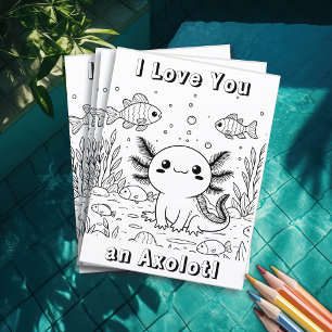 Cute Axolotl Färgsida för barn Flygblad