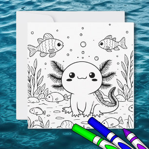 Cute Axolotl Färgsida för barn Kort