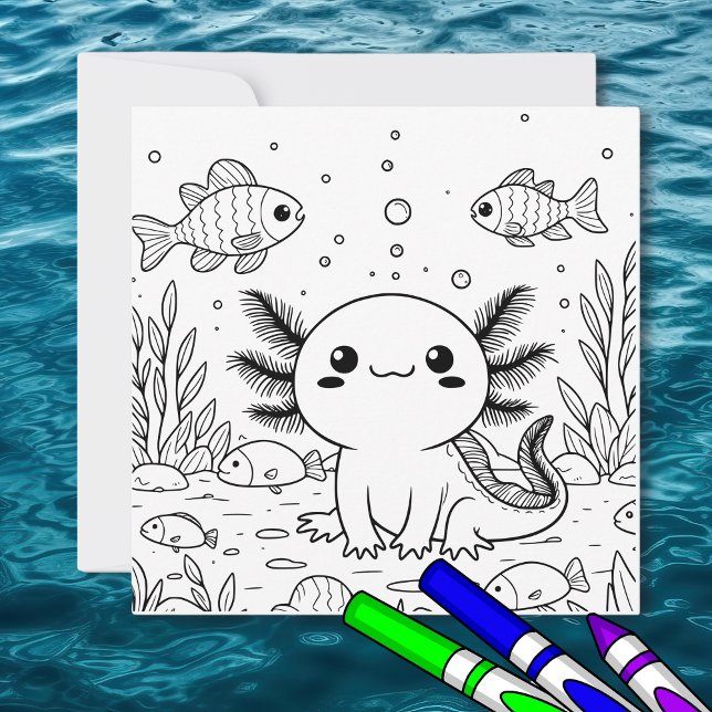 Cute Axolotl | Färgsida för barn Kort (Skapare uppladdad)