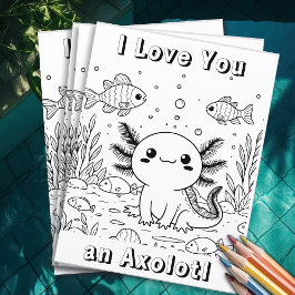 Cute Axolotl | Färgsida för barn Reklamblad