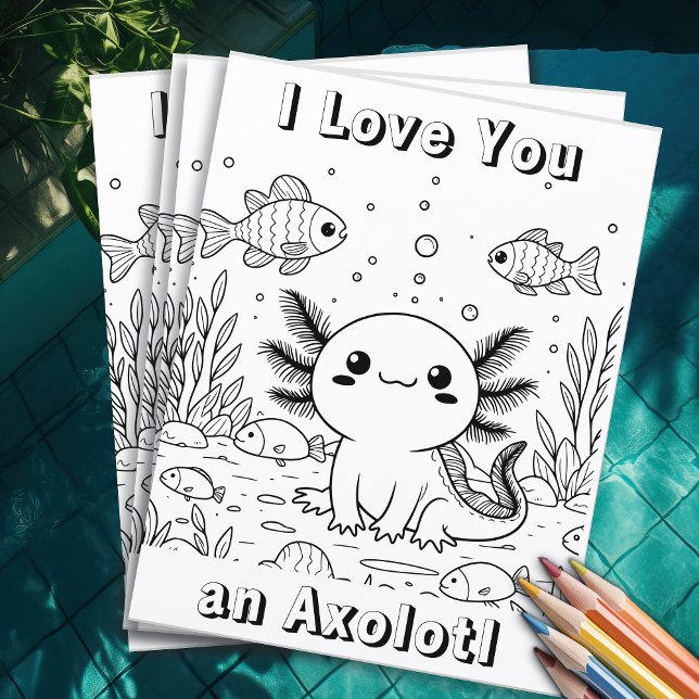Cute Axolotl | Färgsida för barn Reklamblad (Skapare uppladdad)
