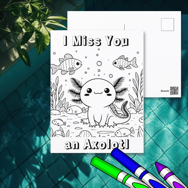 Cute Axolotl | Färgsida för barn Vykort (Skapare uppladdad)