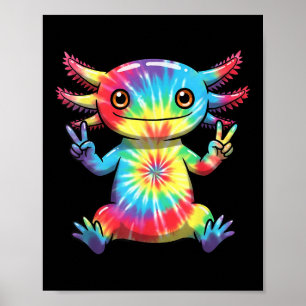 Cute Axolotl Fredstecken Colorful Tie-dye Hippie C Poster