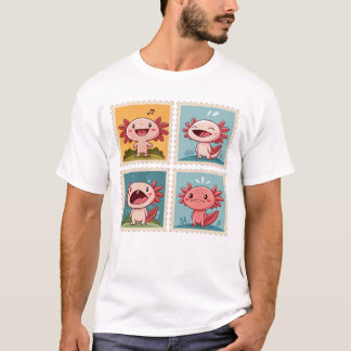 Cute Axolotl Frimärke Emotional Axolotls T Shirt