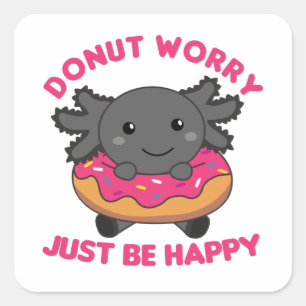 Cute Axolotl Funny Animals i Donut Rosa Square St. Fyrkantigt Klistermärke