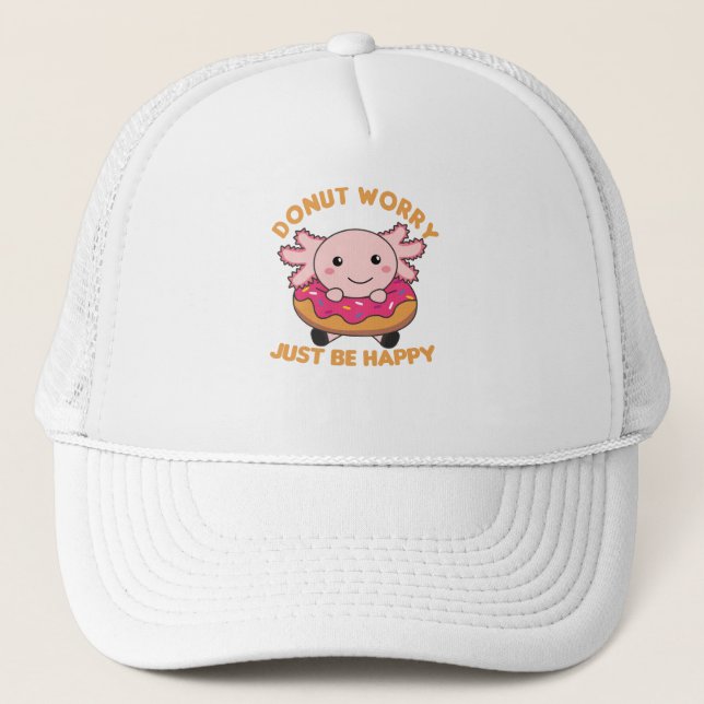 Cute Axolotl Funny Animals in Donut Rosa Keps (Framsida)
