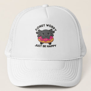 Cute Axolotl Funny Animals in Donut Rosa Keps