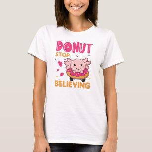Cute Axolotl Funny Animals in Donut Rosa T Shirt