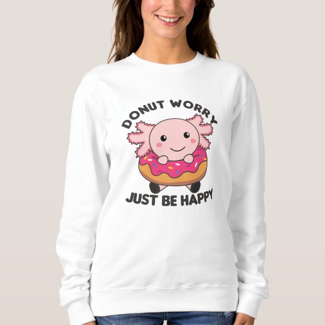 Cute Axolotl Funny Animals in Donut Rosa T Shirt (Framsida)