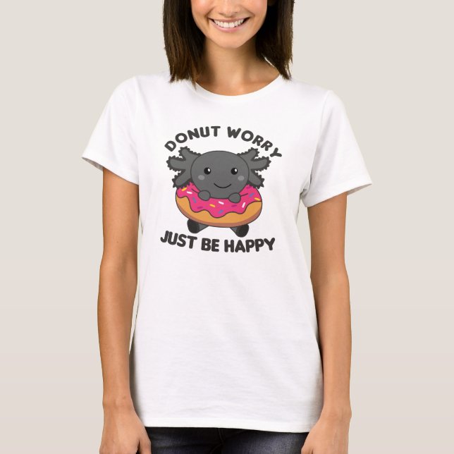 Cute Axolotl Funny Animals in Donut Rosa T Shirt (Framsida)